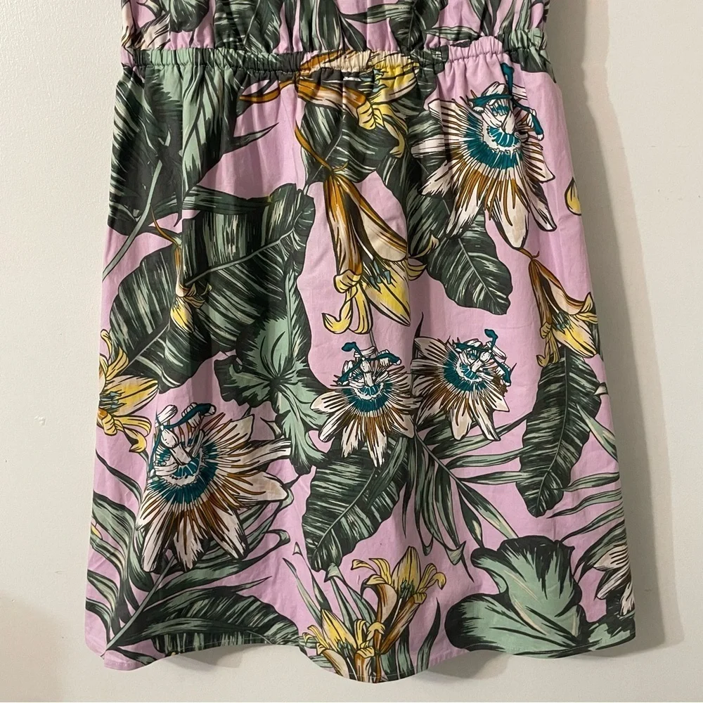 J Crew printed poplin floral print dress green pink 22590
